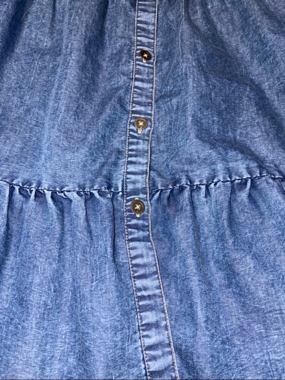 Blush Light Blue Denim Tiered Button-Front dress size XL - Picture 2 of 8